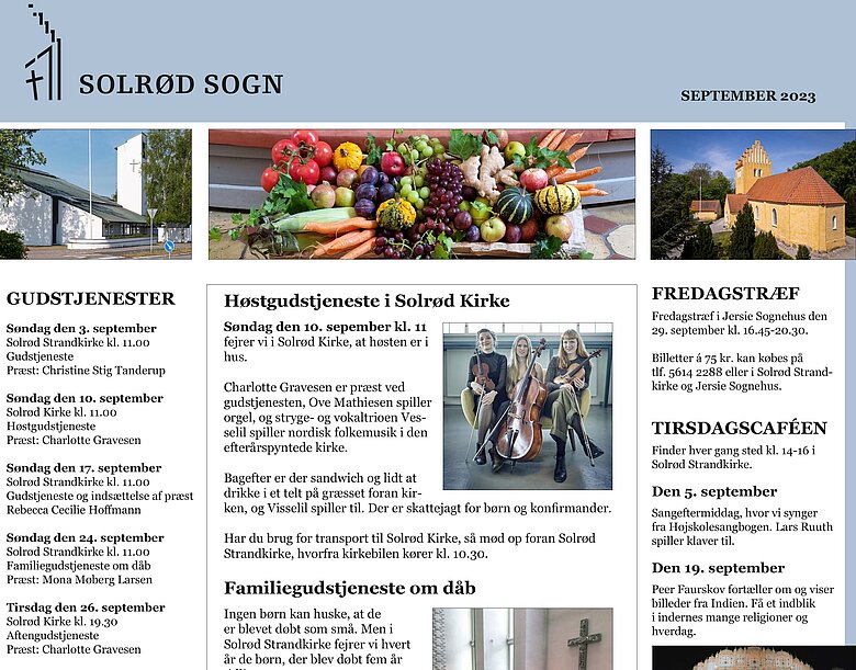 Eksempel på en månedsannonce for september