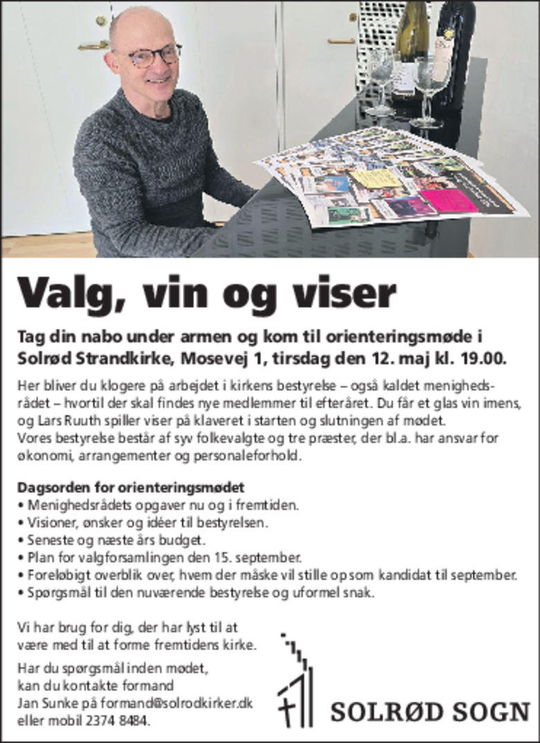 Avisannonce om 'Valg, vin og viser'